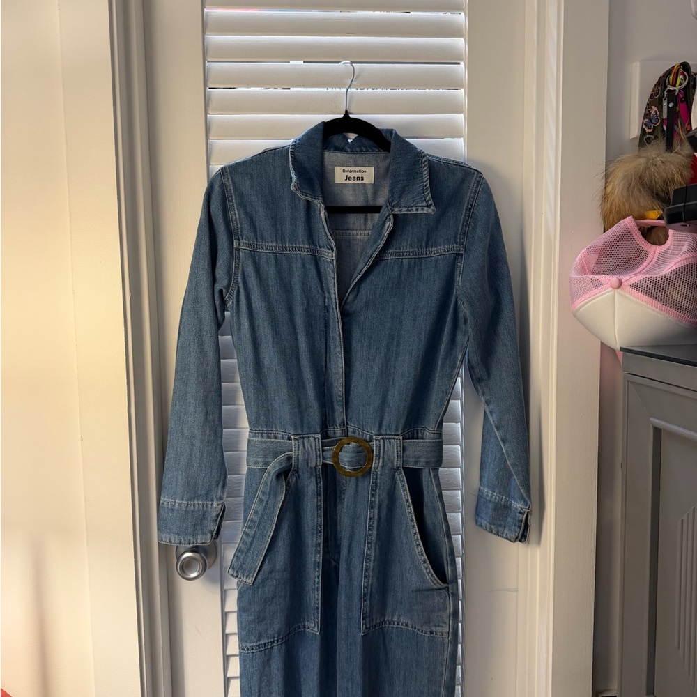 Reformation Blue Denim Women's Overalls